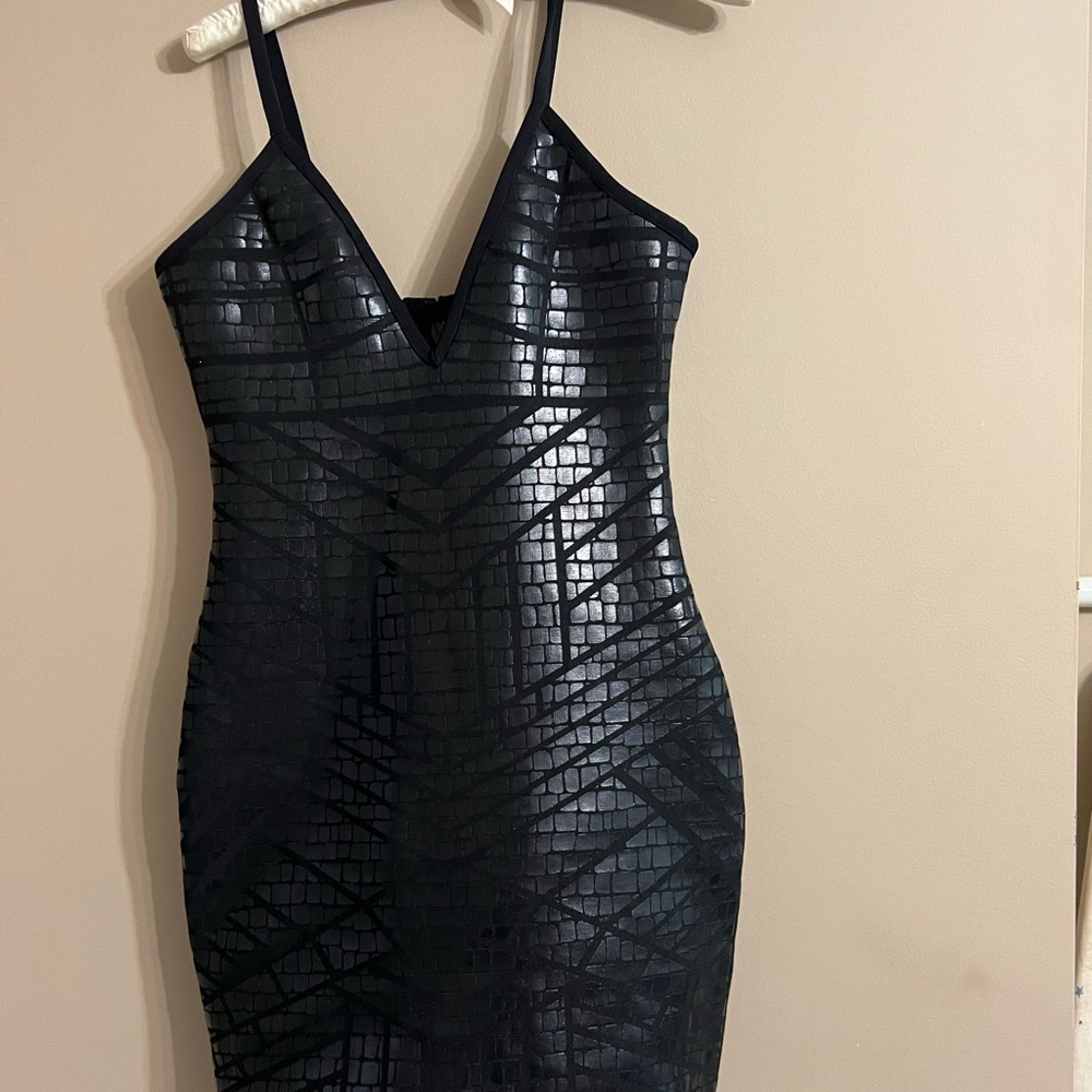 Beautiful, sexy, black dress leather look